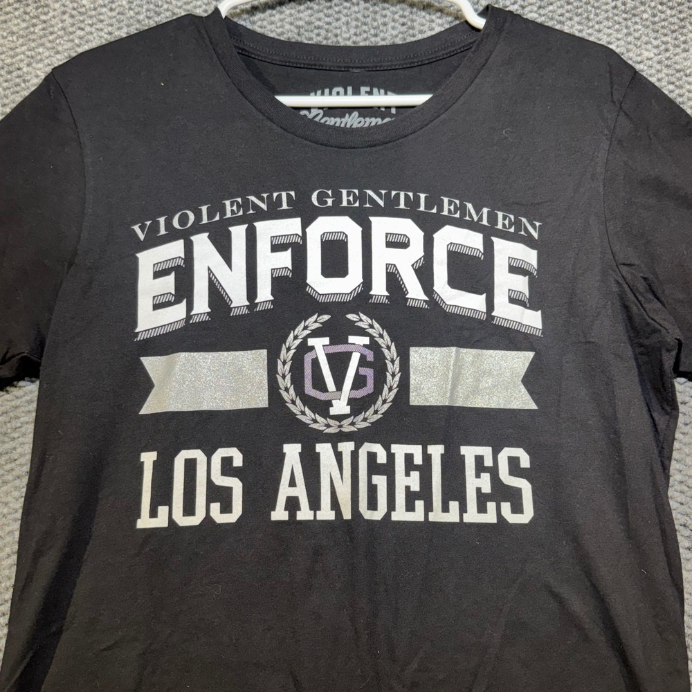 Violent Gentlemen Enforce Los Angeles Graphic Tee Black Womens Large VGHC USA
